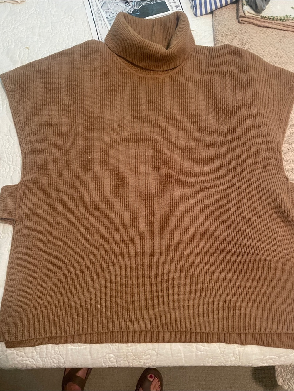 Womens Brown Turtleneck Knit Sweater Vest